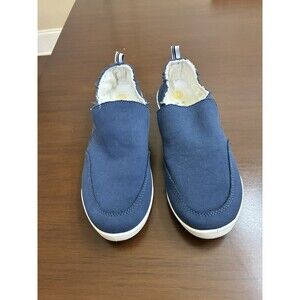 Vionic Womens Malibu Beach Sneakers Navy Blue Canvas Casual Slip On Shoes Size 8